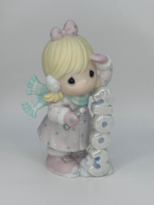 Precious Moments Vintage 2003 Icy Good Times Ahead Hand Painted Porcelain Collectible Figurine Original Box Mint