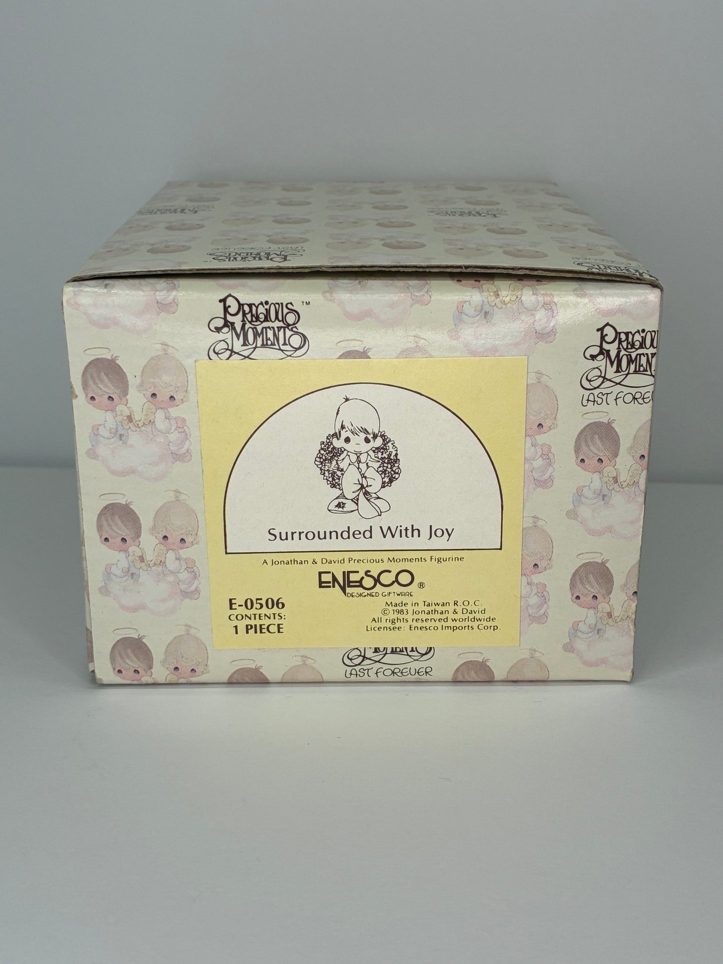 Precious Moments Vintage 1983 Surrounded With Joy Hand Painted Porcelain Collectible Figurine Original Box Mint