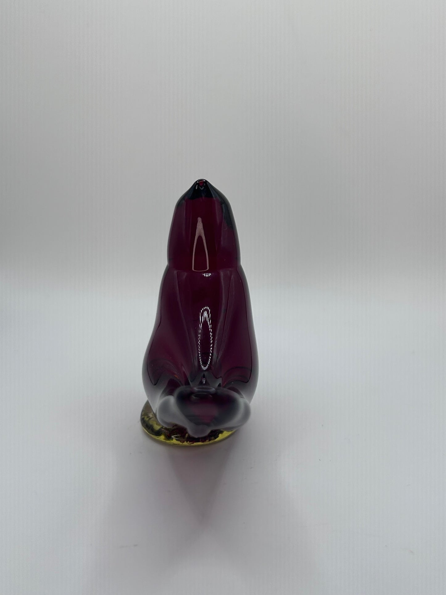 Cardinal of Love Hand-Blown Murano Style Red Glass Yellow Base Art Figurine