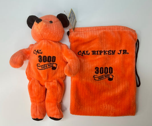 Cal Ripken Jr #d/3000 Limited Edition Commemorative Beanie Bear Orig Tags Drawstring Pouch