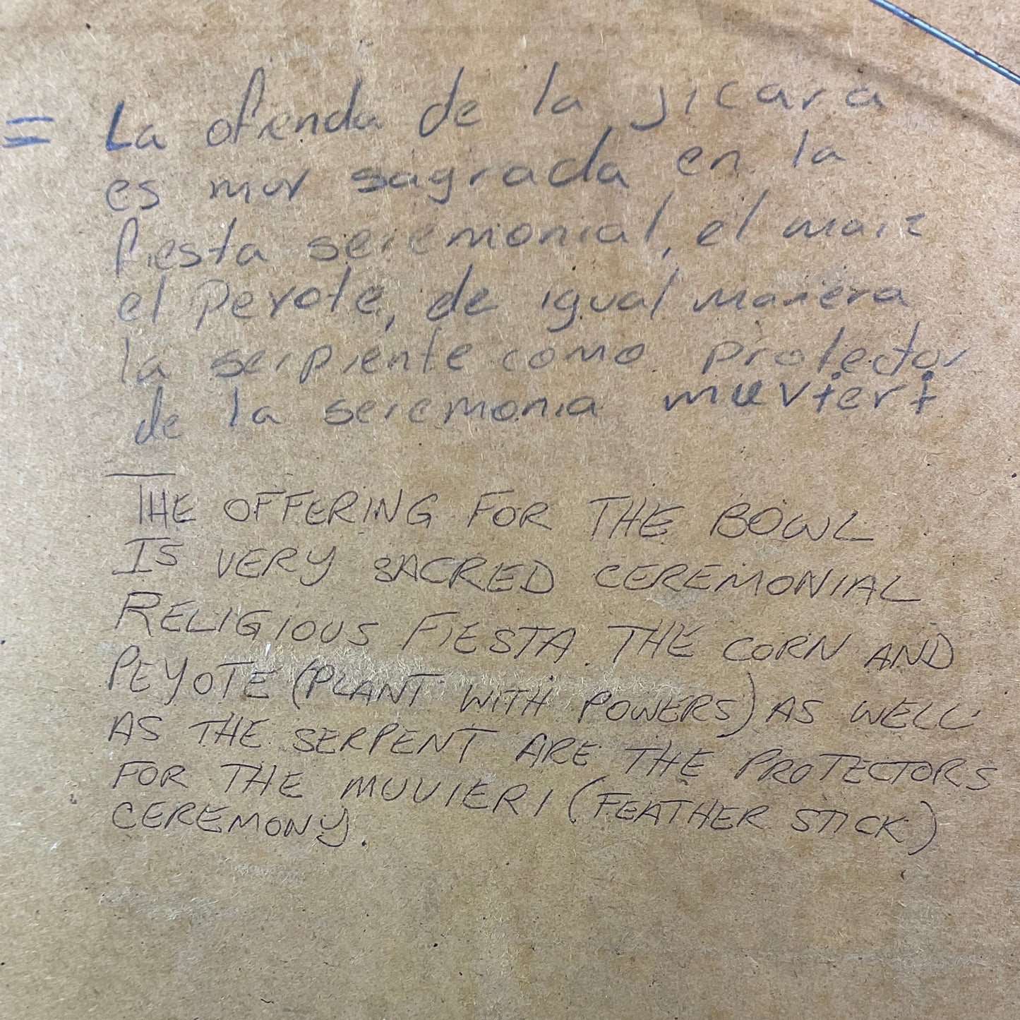 Huichol Yarn Painting The Ceremonial Offering Bowl Framed 17in x 17in