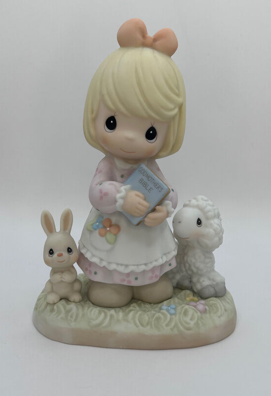 Precious Moments Vintage 2000 Blessed With A Loving Godmother Hand Painted Porcelain Figurine Original Box