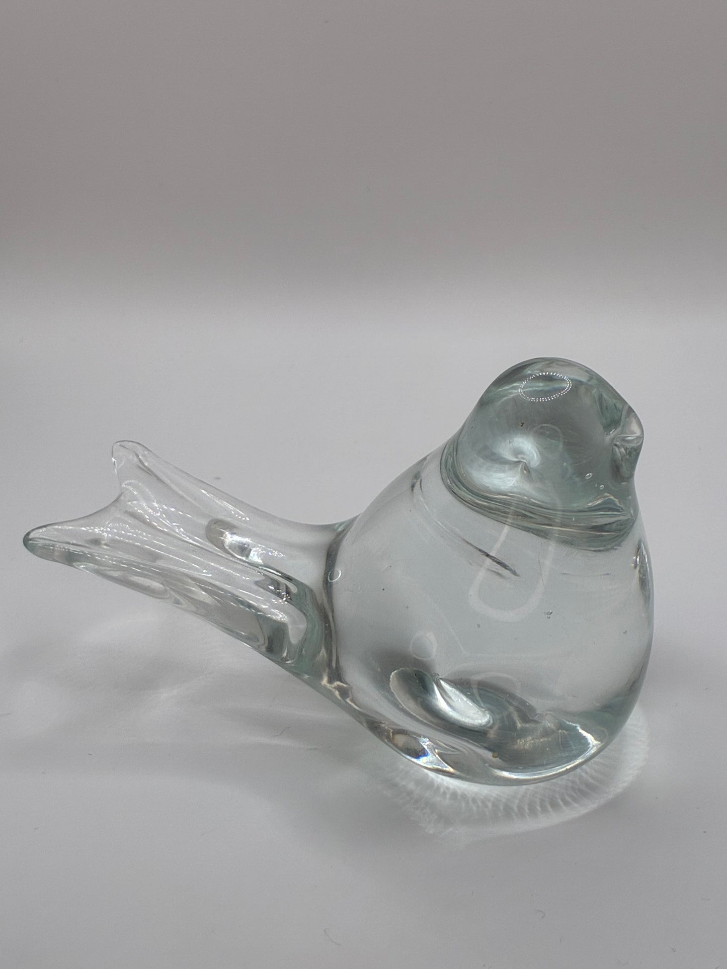 Handmade Artisan Clear Glass Bird Figurine Collectible Art Decor