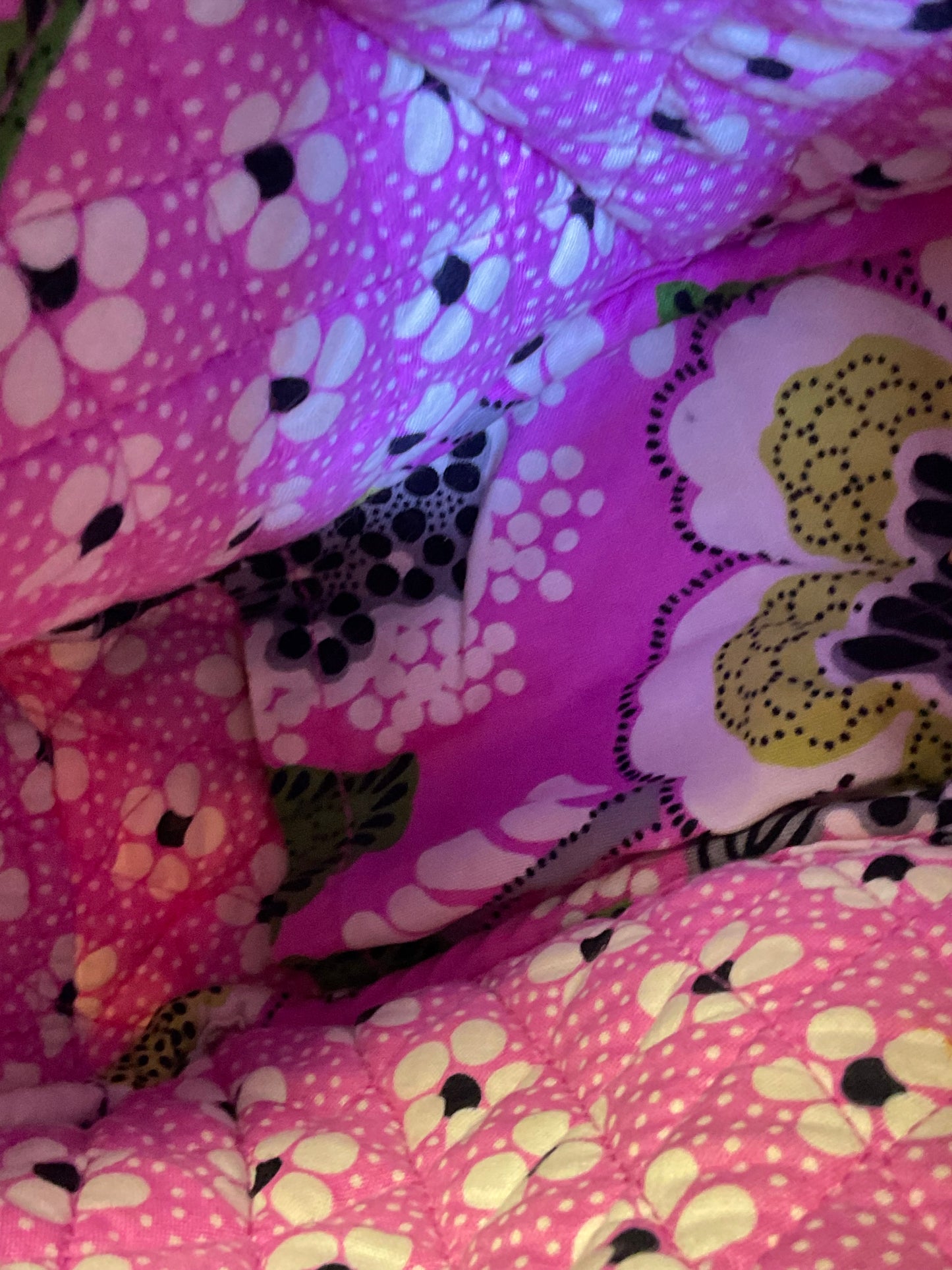 Vera Bradley Pink and Green Floral Flower Print Bag