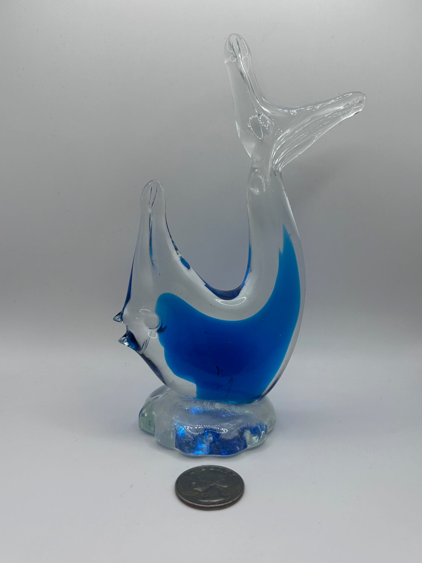 Blue and Clear Glass Handmade Artisan Fish Figurine