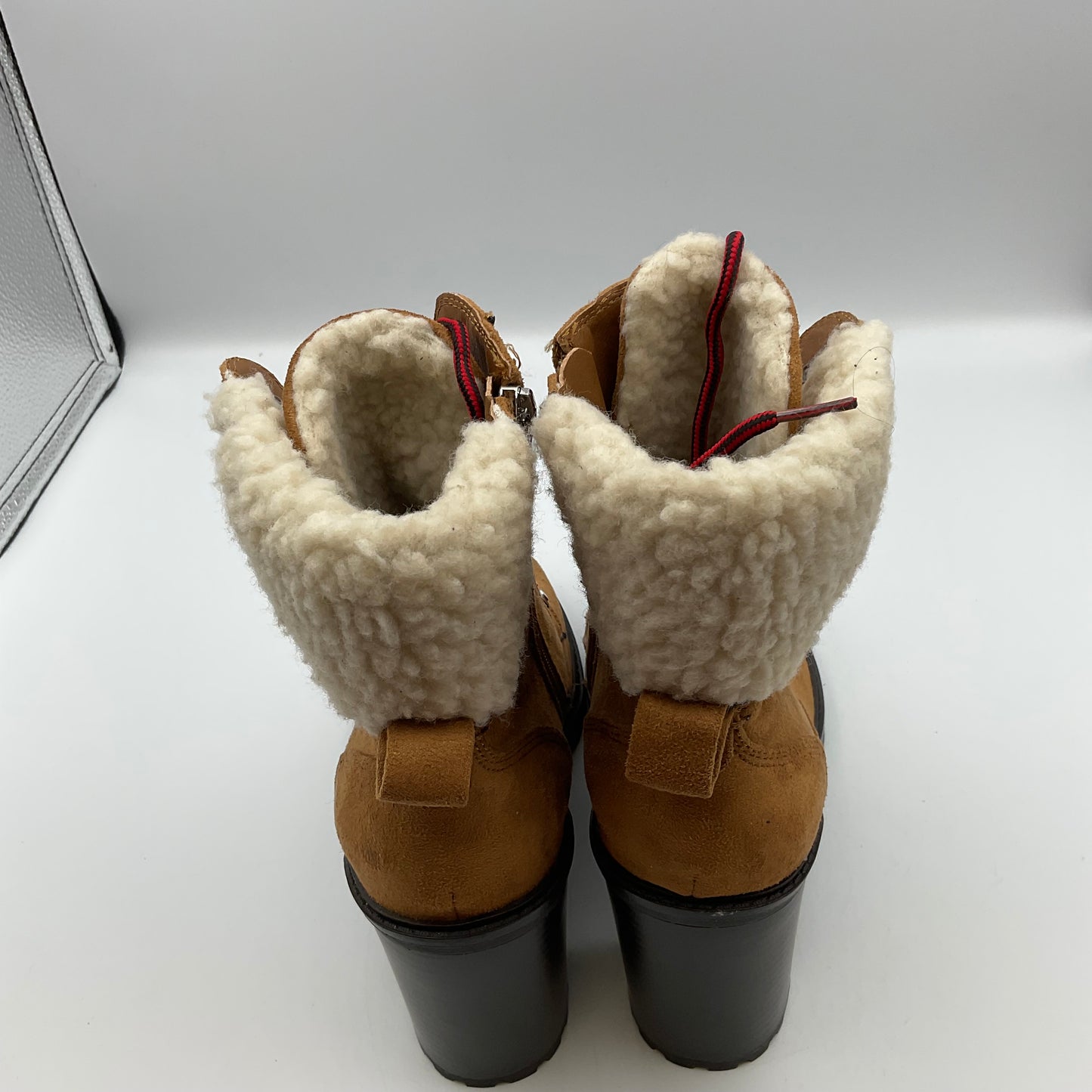 Nine West Brown High Heel Boots With Faux Fur