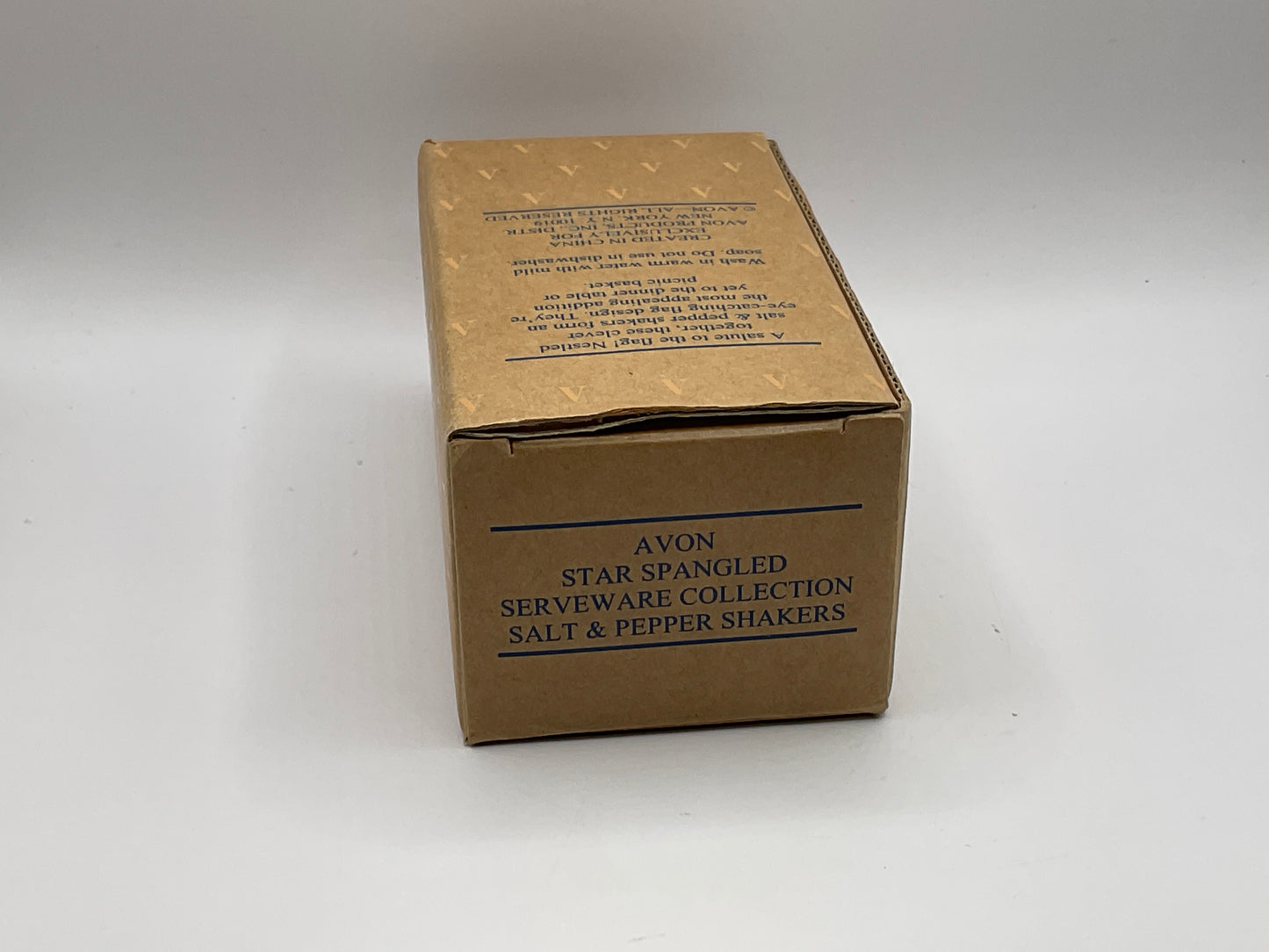 Avon Star Spangled Serveware Collection Patriotic American Flag Themed Salt & Pepper Shakers Set New in Box