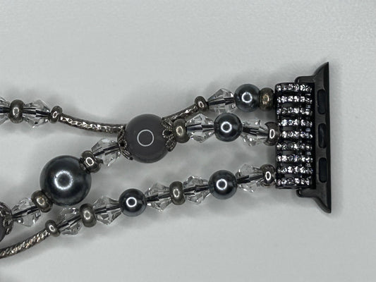 Apple Watch Band Women's Beaded Gray 5 3/4" Bracelet Band