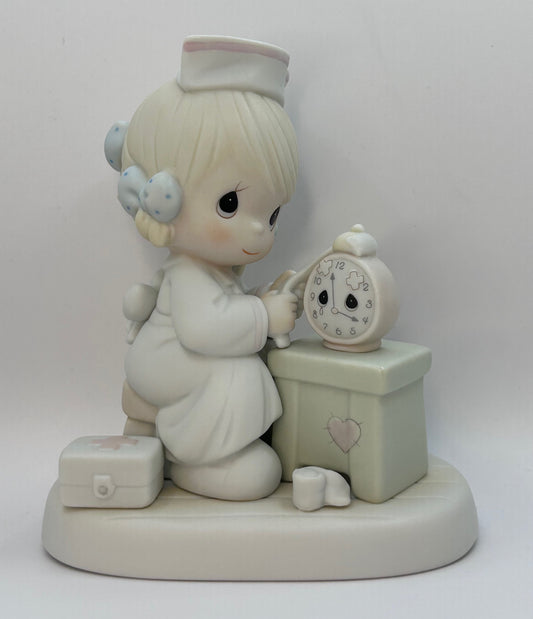 Precious Moments Time Heals Vintage 1990 Hand Painted Porcelain Figurine Original Box Mint