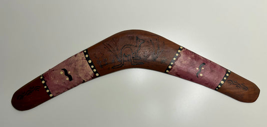 Authentic Hand Carved and Painted Kangaroo Boomerang
