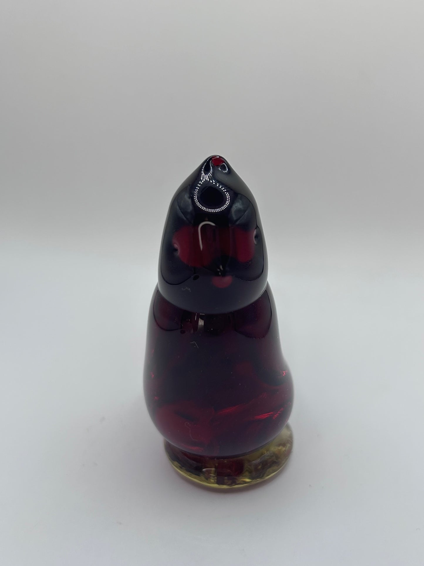 Cardinal of Love Hand-Blown Murano Style Red Glass Yellow Base Art Figurine