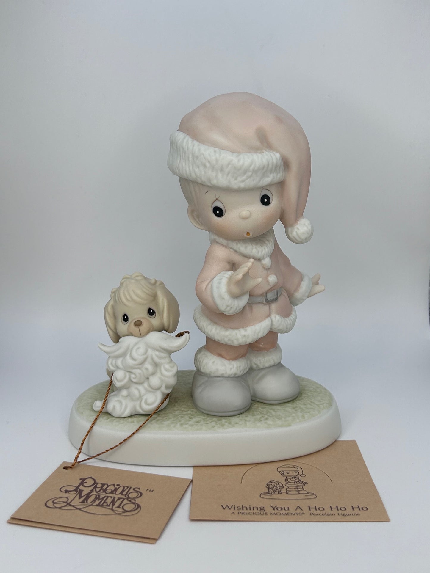 Precious Moments Vintage 1992 Wishing You a Ho Ho Ho Hand Painted Porcelain Collectible Figurine Original Box Mint