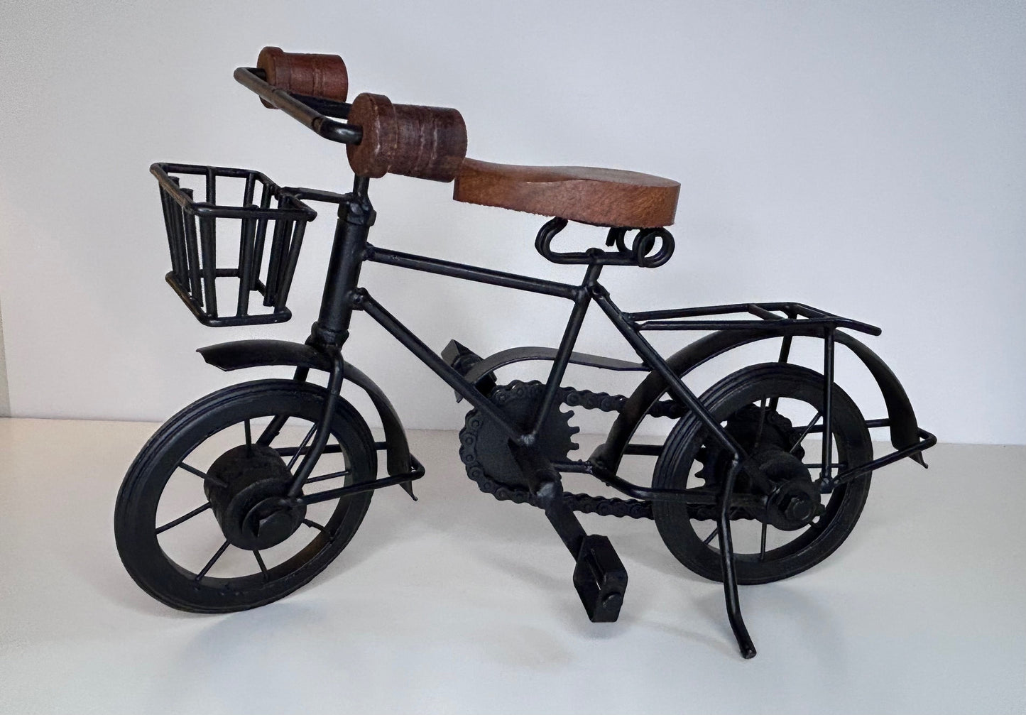 Black Iron and Wood Bicycle Traditional Tabletop Art Home Decor