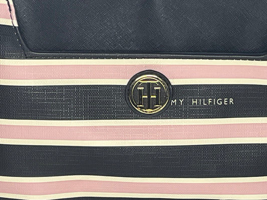 Tommy Hilfiger Classic Pink Striped Crossbody Purse 9" x 8"