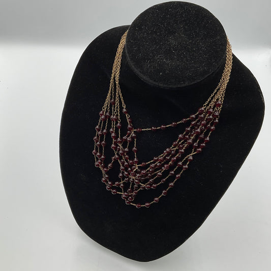 Purple Glass Beaded Chain Necklace