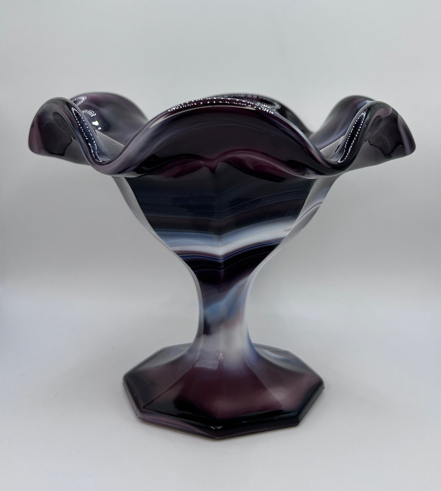 Purple Marble Thick Glass Vase Candy Dish Home Decor