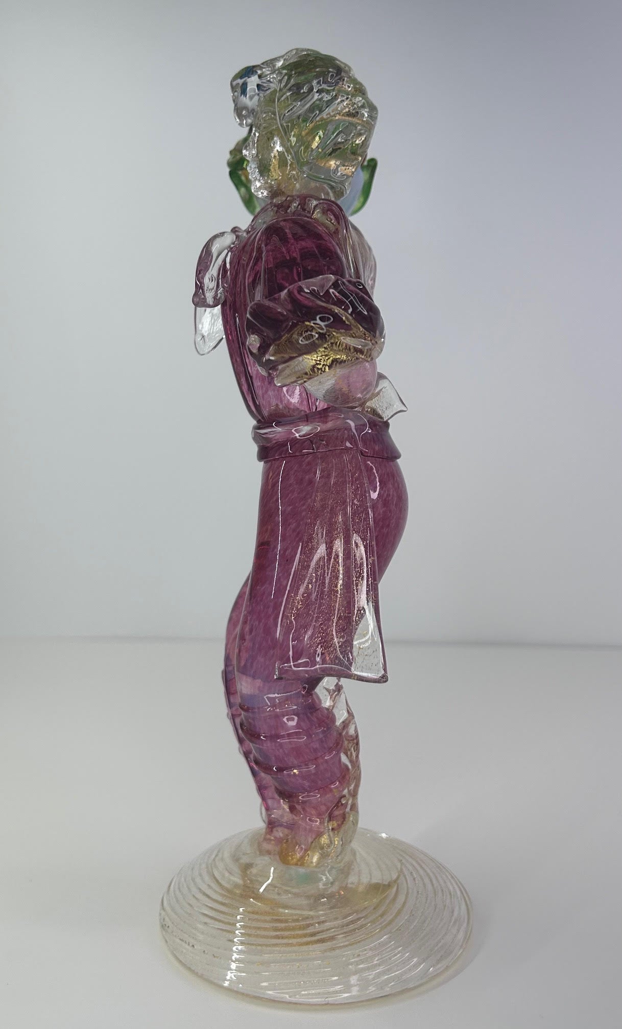 Ercole Barovier & Toso Vintage 1930-1960 Murano Glass Venetian Man Fruit Basquet Basket