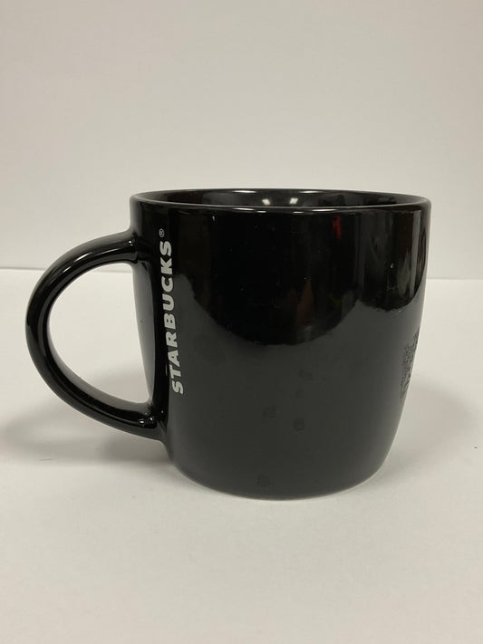 Starbucks Coffee Cup Black Ceramic Wide Mug Oversized Green Logo 14 Fl Oz Excellent Condition