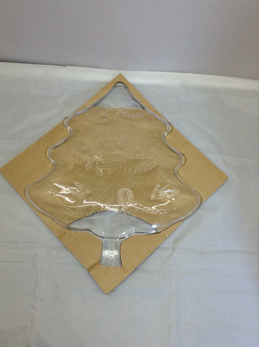 Vintage Mikasa Christmas Tree Clear Glass Crystal Platter 13" w/Box Model WY158/501