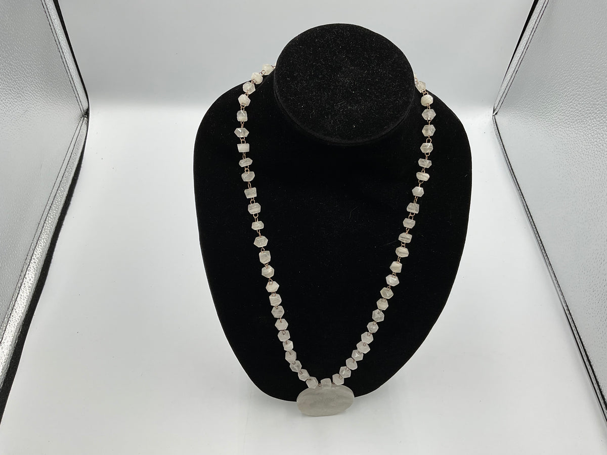 White Stone Face Design Necklace