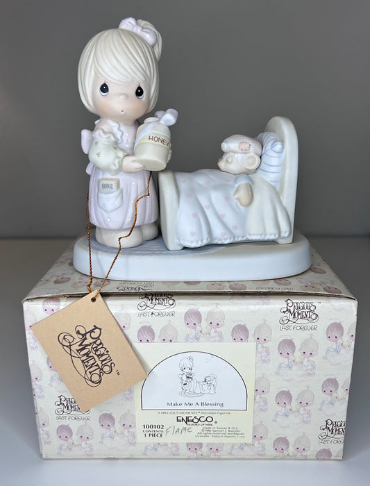 Precious Moments Make Me A Blessing Vintage 1986 Hand Painted Porcelain Collectible Figurine New Original Box with Tags Mint