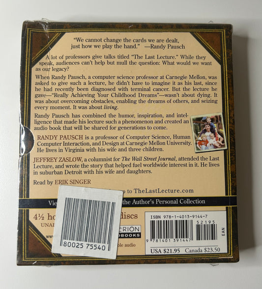 The Last Lecture by Randy Pausch Unabridged 4 CD Set