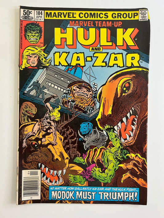 Marvel Team-Up Hulk and Ka-Zar #104 Vintage 1981 Marvel Group Comic Book