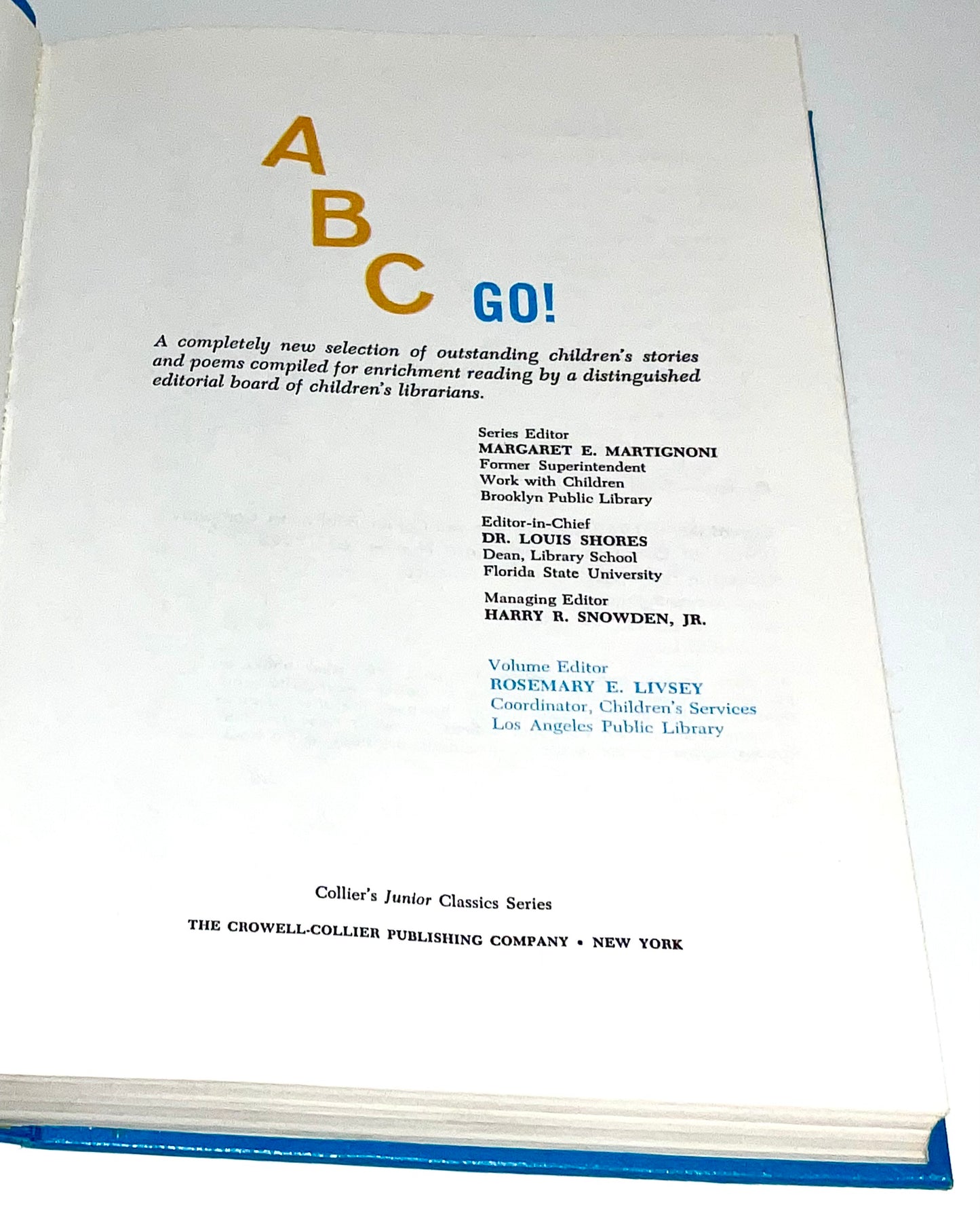 A, B, C: GO! Collier's Junior Classics Series #1 Vintage 1962 Hardcover Book