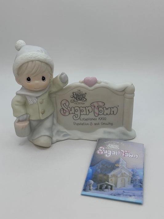 Precious Moments Vintage 1992 Sugar Town Sam Butcher Painting Sign