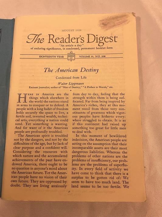 Readers Digest Vintage August 1939 Margaret Shea Gilbert Volume 35 #208