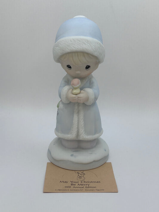 Precious Moments Vintage 1991 May Your Christmas Be Merry Special Issue Porcelain Figurine
