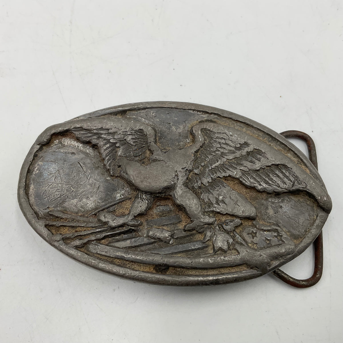 Vintage Pewter American Eagle Belt Buckle