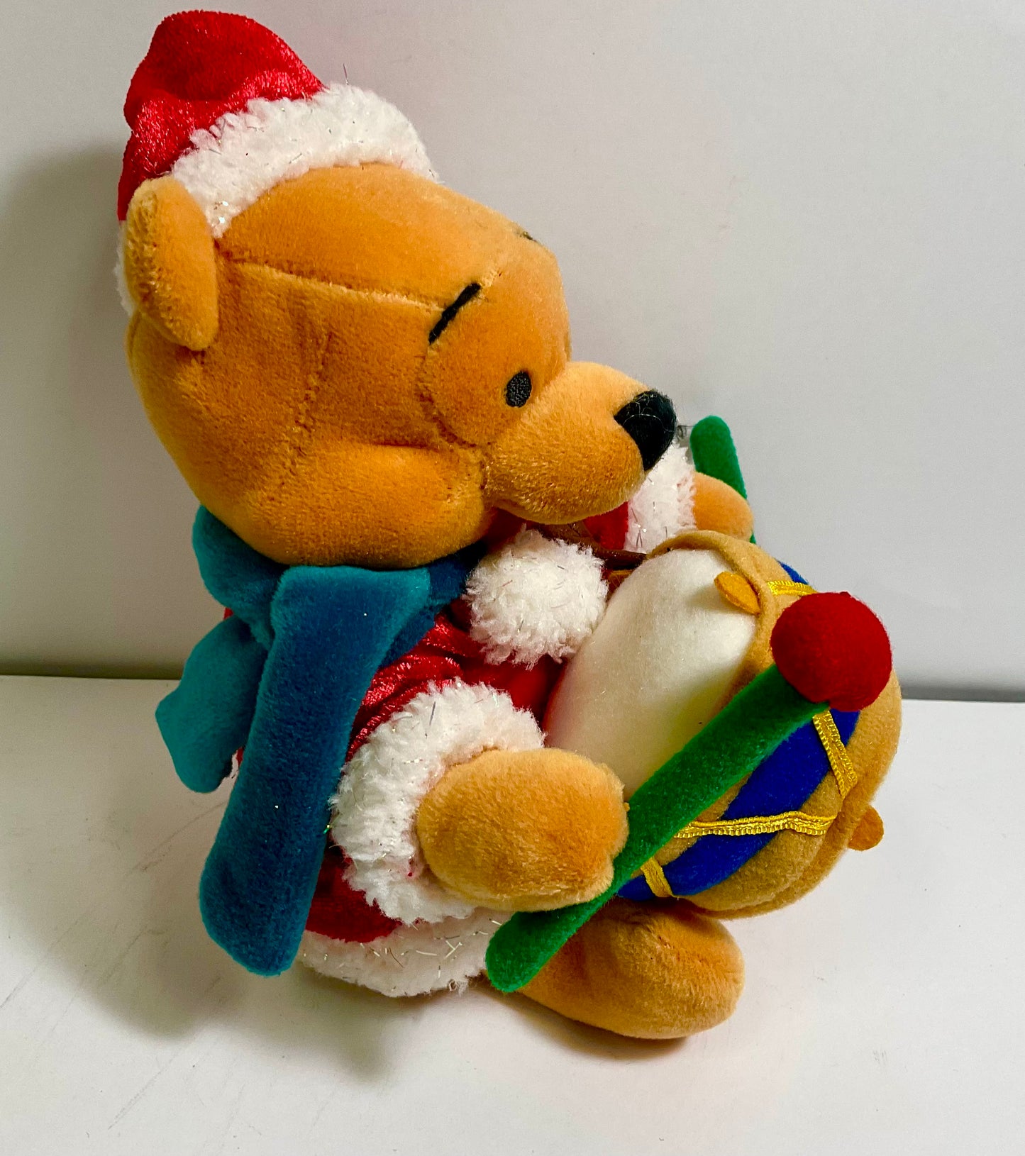 Winnie the Pooh Christmas Drummer Vintage 2001 7 Inch Plush Doll Disney Collectible