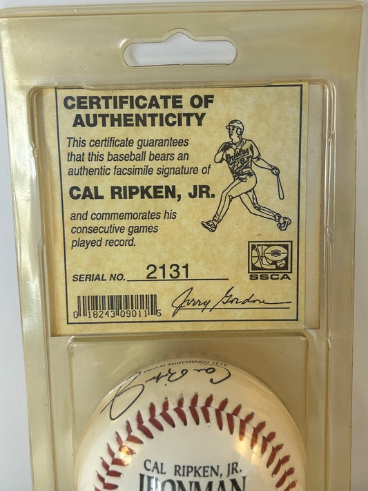 Cal Ripken Jr Ironman Commemorative Baseball with COA Facsimile Auto