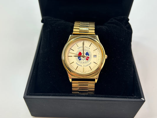 International Association of Machinists and Aerospace Workers Union Tampa Florida Commemorative Goldtone Watch