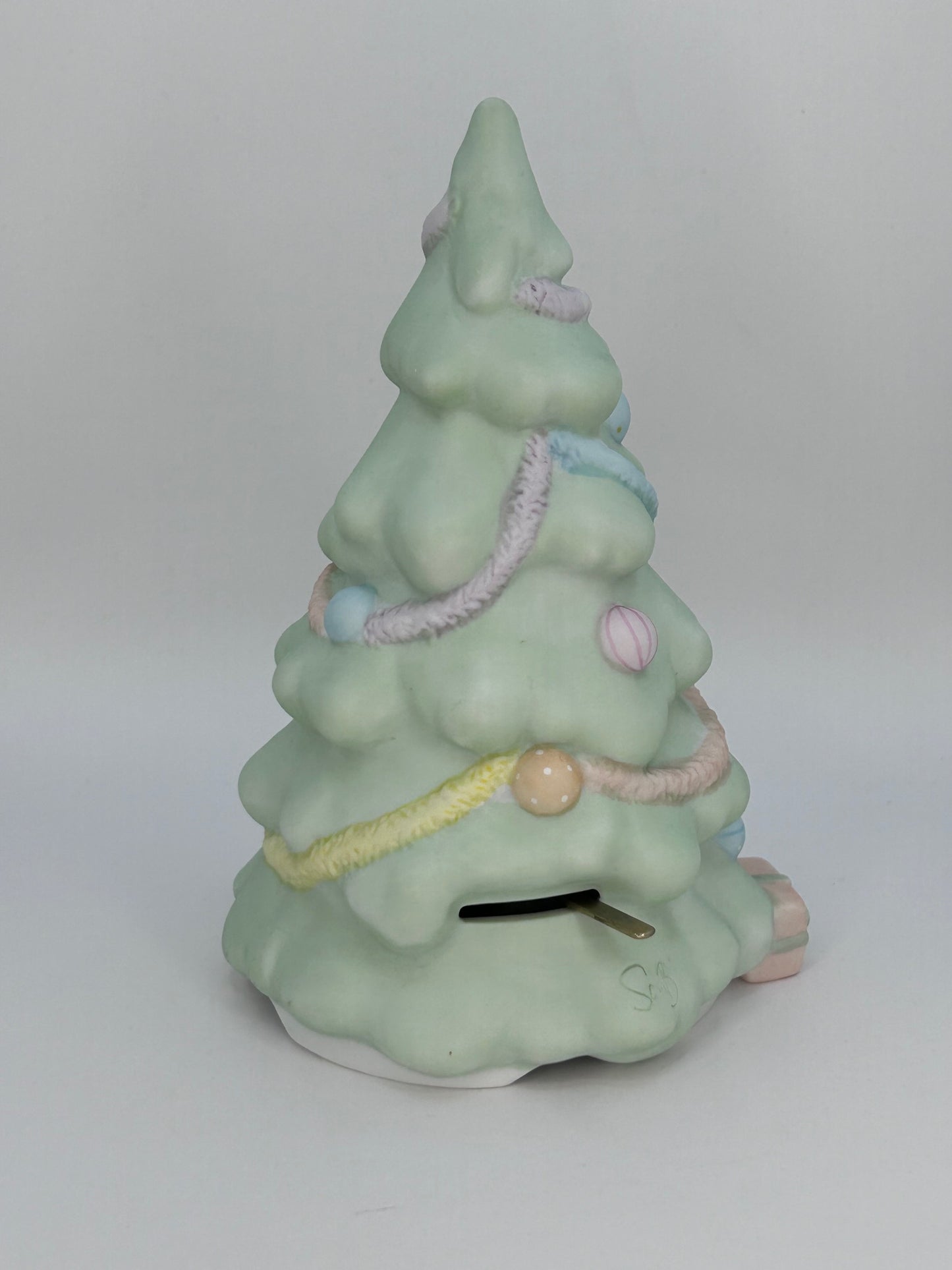 Precious Moments Porcelain Music Box Vintage 1985 Silent Night Hand Painted Figurine Orig Box