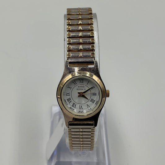 Anne Klein II Gold Two Tone Silver Flex Band Watch New Battery