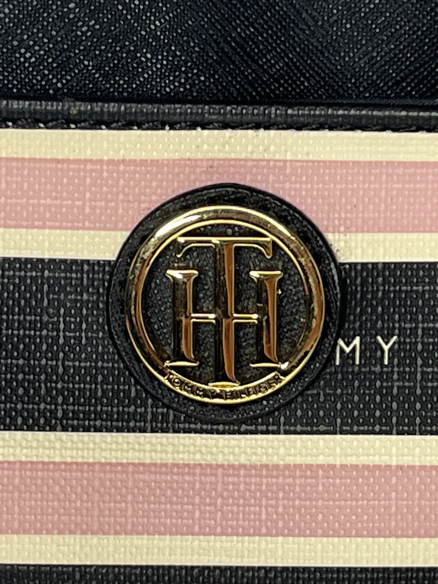 Tommy Hilfiger Classic Pink Striped Crossbody Purse 9" x 8"