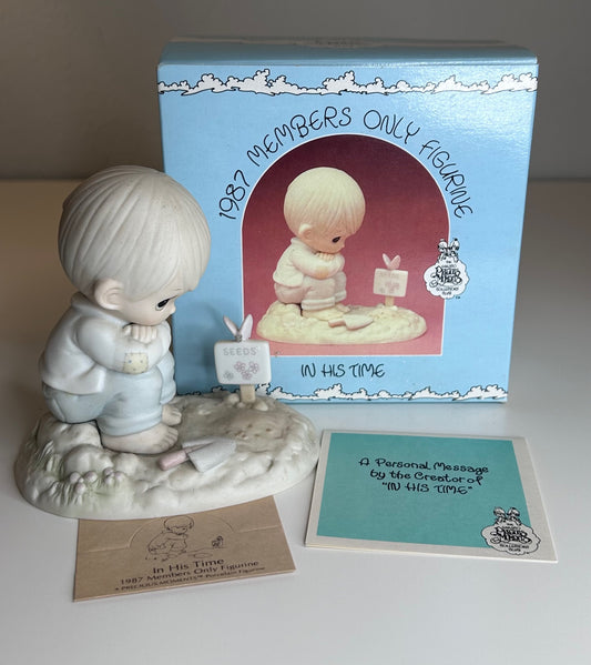 Precious Moments Vintage 1987 Members Only Figurine In His Time New in Box Tags Mint