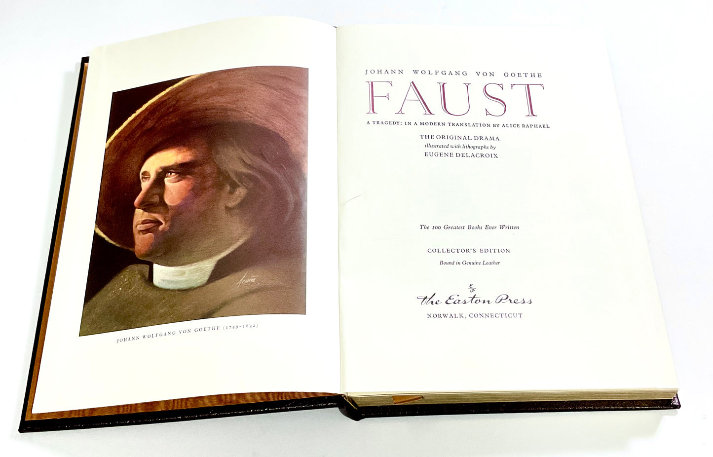 Faust by Johann Wolfgang Von Goethe Vintage 1980 The Easton Press 100 Greatest Books Ever Written Leather Bound Collector's Edition