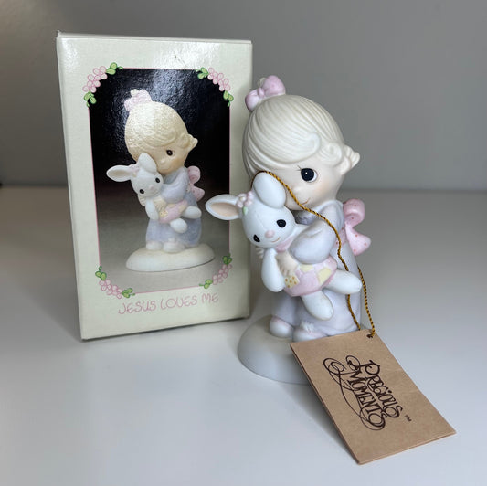 Precious Moments Jesus Loves Me Vintage 1978 Hand Painted Porcelain Collectible Figurine New Original Box Tags Mint