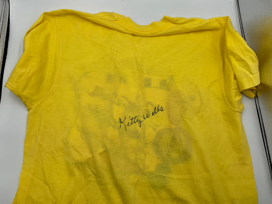 Vintage Yellow Country Music T-Shirt, Signed By B. Womack and Kitty Wells unauthenticated