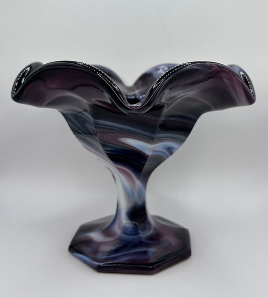 Purple Marble Thick Glass Vase Candy Dish Home Decor
