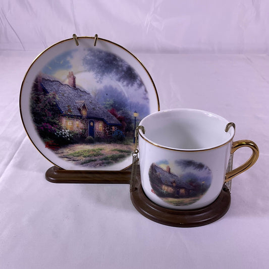 Thomas Kinkade Moonlight Cottage Teacup Display Set Teleflora Gifts