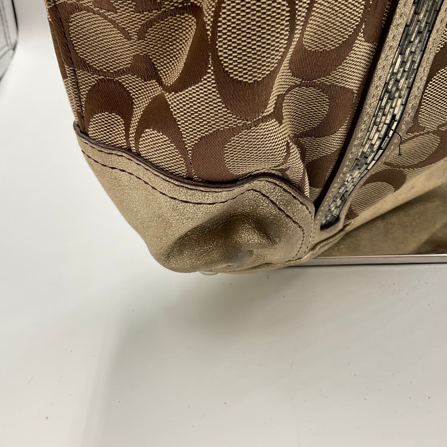 Coach Signature Gallery Tote Metallic Gold Trim