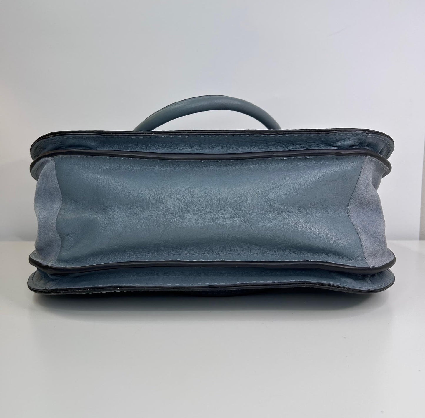 Fossil Ryder Horizon Blue Leather Satchel Handbag with Shoulder Strap