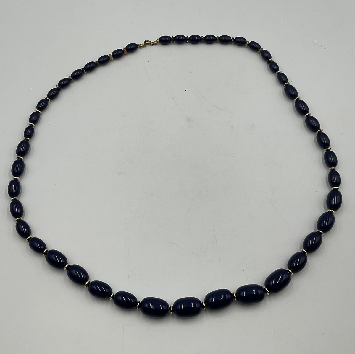 Navy Blue Long Beaded Necklace
