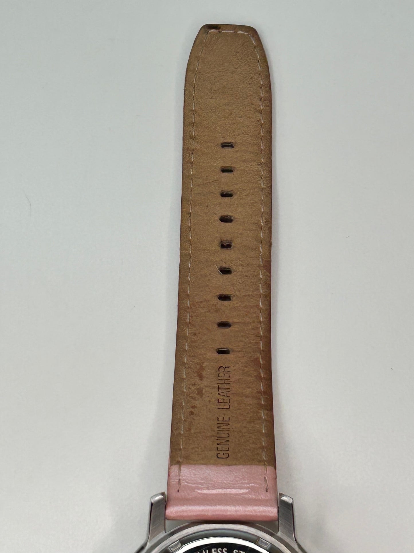 DKNY Pink Crystal Face Leather Band Water-Resistant Women's Watch