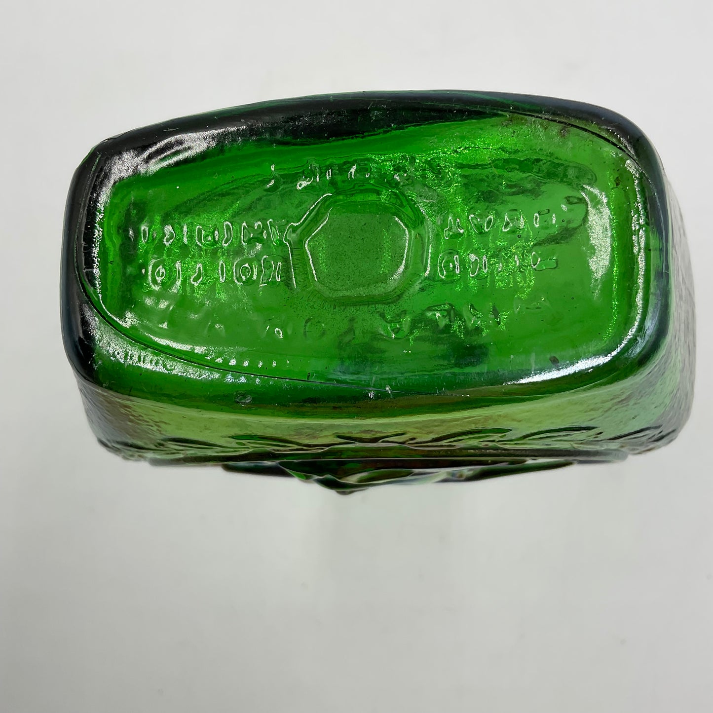 Vintage Wheaton John Paul Jones Green Carnival Glass Bottle