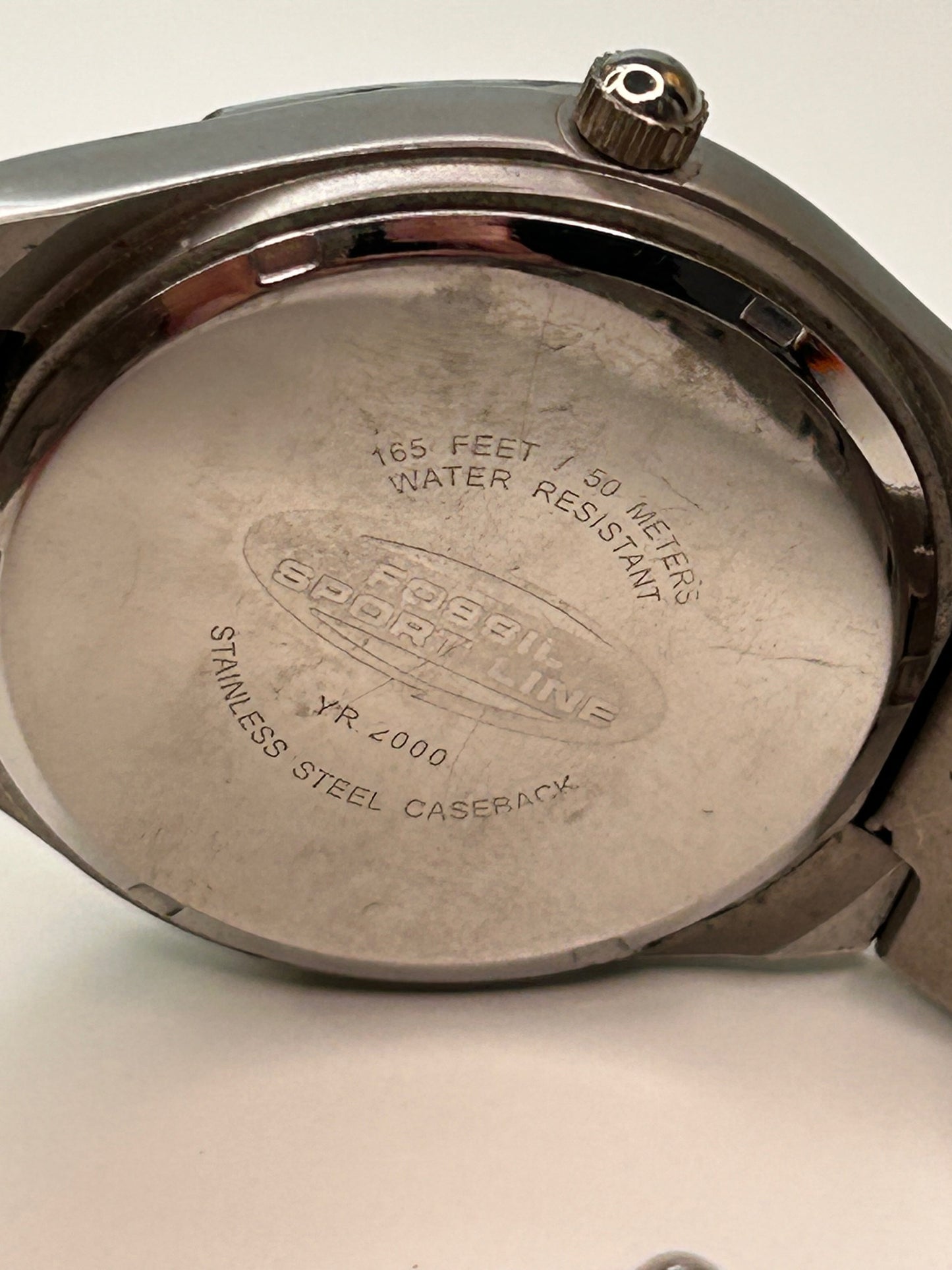 Fossil Sport Line Silver Tone Men’s Watch #YR2000 in Working Condition